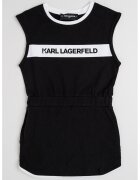 KARL LAGERFELD KIDS Памучна рокля с лого - Бял/Черен