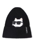 KARL LAGERFELD KIDS Рипсена шапка с лого - Бял/Черен