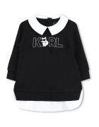 KARL LAGERFELD KIDS Рокля-суитшърт с дизайн 2 в 1 - Бял/Черен
