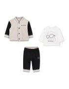 KARL LAGERFELD KIDS Яке бомбър - тениска и спортен панталон - Черен/Бежов