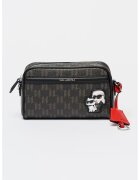 Karl Lagerfeld Кожена чанта през рамо Ikon с лого - Черен/Кафяв