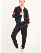 Lee Cooper Суитшърт с флорални бродерии и цип - Зелен/Черен/Корал