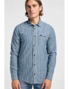 Lee Мъжка риза - SURE SHIRT - синя - памук - къс ръкав - стандартна кройка