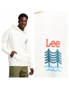 Lee Мъжки суичър - Graphic Hoodie - Regular Fit - С качулка - 1 джоб - Дълги ръкави - Памук - Без закопчаване - Бял