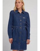 Lee Рокля Workwear Mid Cascade - памук - синя - къс ръкав - цип и копчета