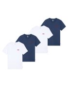 Levis Памучна тениска с овално деколте - 4 броя - Бял/Син