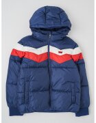 Levi's Зимно капитонирано яке с качулка и лого - Червен/Бял/Тъмносин