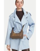 Love Moschino чанта за рамо от екологична кожа с метално златисто лого и цип - кафява