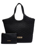 Love Moschino дамска чанта от естествена капитонирана кожа с диамантен модел - включен калъф - магнитно закопчаване с капси