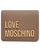 Love Moschino дамско портмоне от екологична кожа с метално лого и закопчаване с капси - бежово