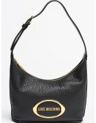 Love Moschino Кожена хобо чанта с метално лого