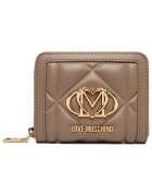 Love Moschino портфейл от екологична кожа с капитонирано лого и цип