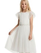 MaLuna Рокля за момичета - ZOYA Fashion - Elora - Тюл - Елегантна - Къса - Бяла