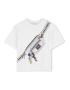 Marc Jacobs Памучна тениска с фигурален принт - Бял/Черен/Лавандула