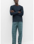 Marks  Spencer Пижама с памук на каре - Въглен сиво/Циан