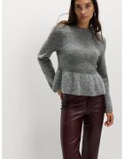 Marks  Spencer Слим пуловер с пеплум - Сив меланж