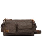 MICHAEL Michael Kors чанта през рамо от екологична кожа с монограм MK - предни джобове с капак и цип - кафява