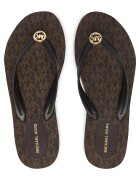MICHAEL Michael Kors чехли от синтетичен материал с flatform подметка и MK монограм - златист акцент с лого - кафяво/черно