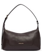 MICHAEL Michael Kors кожена чанта за рамо с цип и метално лого - кафява