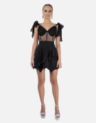 Monarh design Rochie scurta cu garnituri din matase