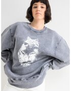 Moschino Jeans Уголемен суитчърт с графика - Бял/Сив меланж