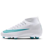 Nike Детски футболни бутонки JR Mercurial Superfly 11 Club FG/MG - бели - размер 37.5 - за множество повърхности - еластична плетена яка