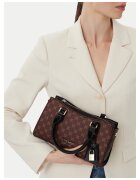 NINE WEST чанта от екологична кожа с монограм и черни дръжки - кафяво/черно