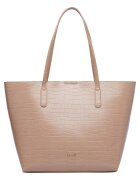 NINE WEST чанта тип shopper от екологична кожа с кроко принт - бежова - магнитно закопчаване с капси