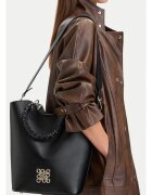 NINE WEST чанта тоут от екологична кожа с плетени дръжки и регулируема презрамка - черна