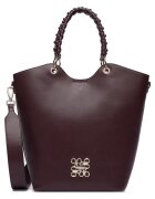 NINE WEST чанта тоут от екологична кожа с плетени дръжки - магнитно закопчаване и подвижна презрамка - червено