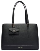 NINE WEST Чанта тоут от екологична кожа с цип - външен джоб тип плик и дълги дръжки - Черна