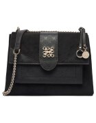NINE WEST чанта за рамо от екологична кожа с капак - верижна презрамка и метално лого - черна