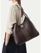 NINE WEST чанта за рамо от екологична кожа с магнитно закопчаване и метален орнамент - кафява