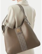 NINE WEST чанта за рамо от екологична кожа с монограмна лента и капак с магнитни капси - сива