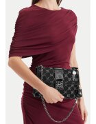 NINE WEST дамска чанта от текстил с верижна дръжка и магнитно закопчаване - черна