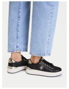 NINE WEST дамски маратонки от еко кожа с платформа и златни детайли - черно