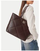 NINE WEST капитонирана чанта тип shopper от екологична кожа с цип и метално лого - кафява