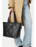 NINE WEST капитонирана чанта тоут от екологична кожа с две дръжки - черна - със закопчаване с цип
