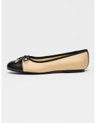 NINE WEST Кожени пантофки Aster с бомбе - Черен/Бежов