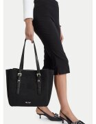 NINE WEST текстилна чанта тоут с регулируеми презрамки - метално лого и магнитно закопчаване - черна