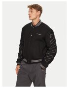 Off-White Мъжко бомбър яке - мръсно бяло - 68% памук - 32% вълна - черно