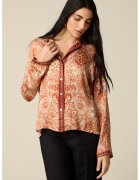 Oltre Сатинирана риза с принт - Кафяв/Оранжев