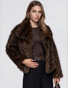 OMBRE Палто с косъм с широк шал яка - дълги ръкави OW-FR-E0011 - - ONESIZE