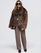 OMBRE Палто с косъм шал-яка - дълги ръкави и свободен силует OW-FR-E0005 - - ONESIZE