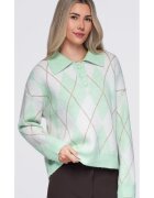 OMBRE Пуловер дамски с висока яка - свободен модел - дълги ръкави OW-SW-E0030 - - ONESIZE