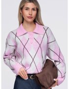 OMBRE Пуловер дамски с висока яка - свободен модел - дълги ръкави OW-SW-E0030 - - ONESIZE