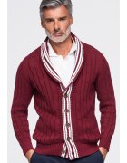 OMBRE Пуловер с шал яка и вълнен плетен дизайн за мъже OM-SWCD-0196 - burgundy/white