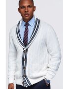 OMBRE Пуловер с шал яка и вълнен плетен дизайн за мъже OM-SWCD-0196 - white/navy