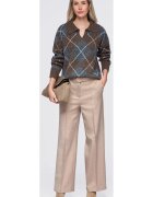 OMBRE Пуловер с V-образно деколте и свободен фасон OW-SW-E0019 - brown/grey - ONESIZE