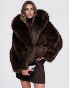 OMBRE Женско палто с козина Oversized - кафяво